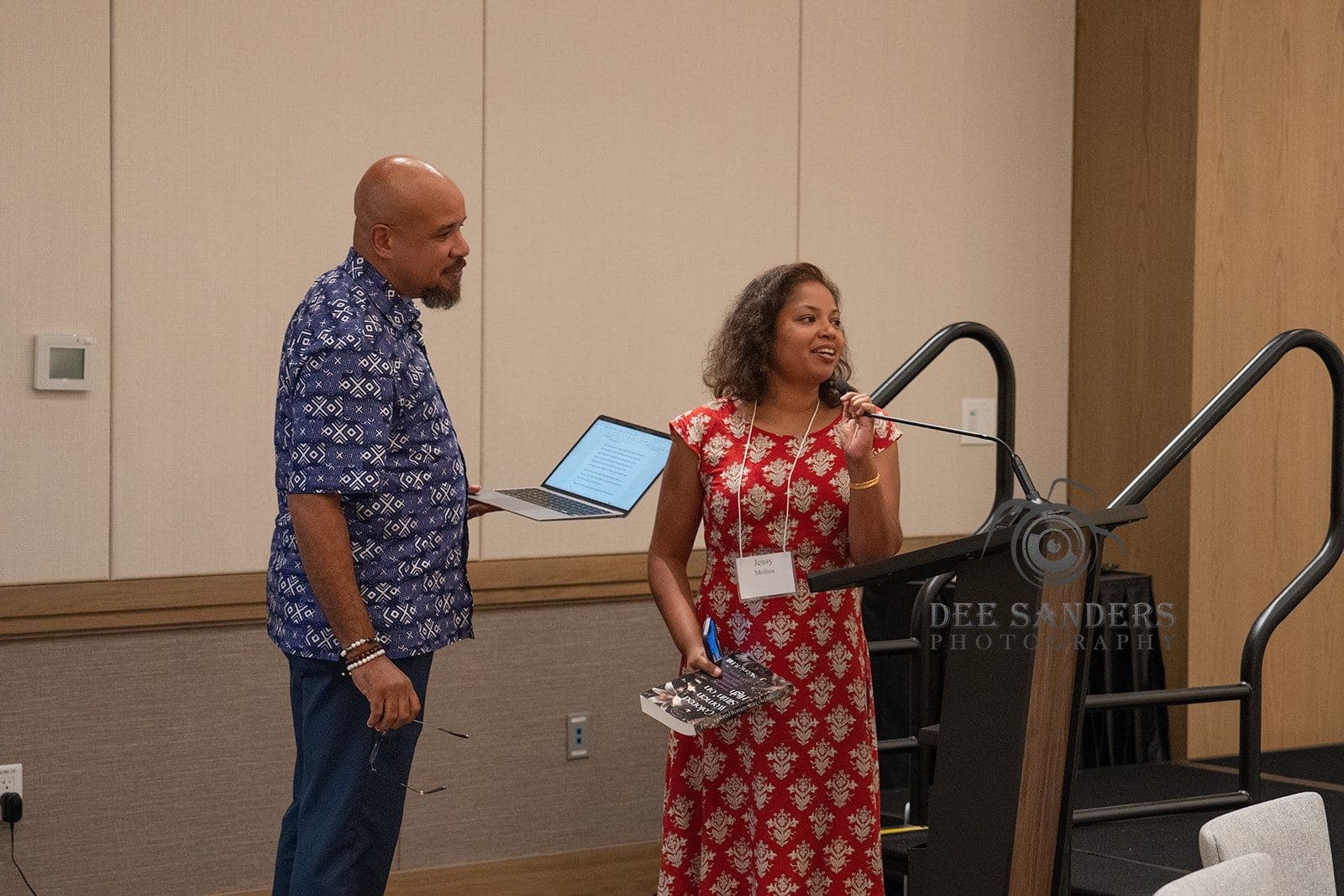 Two presenters leading the Sunday session