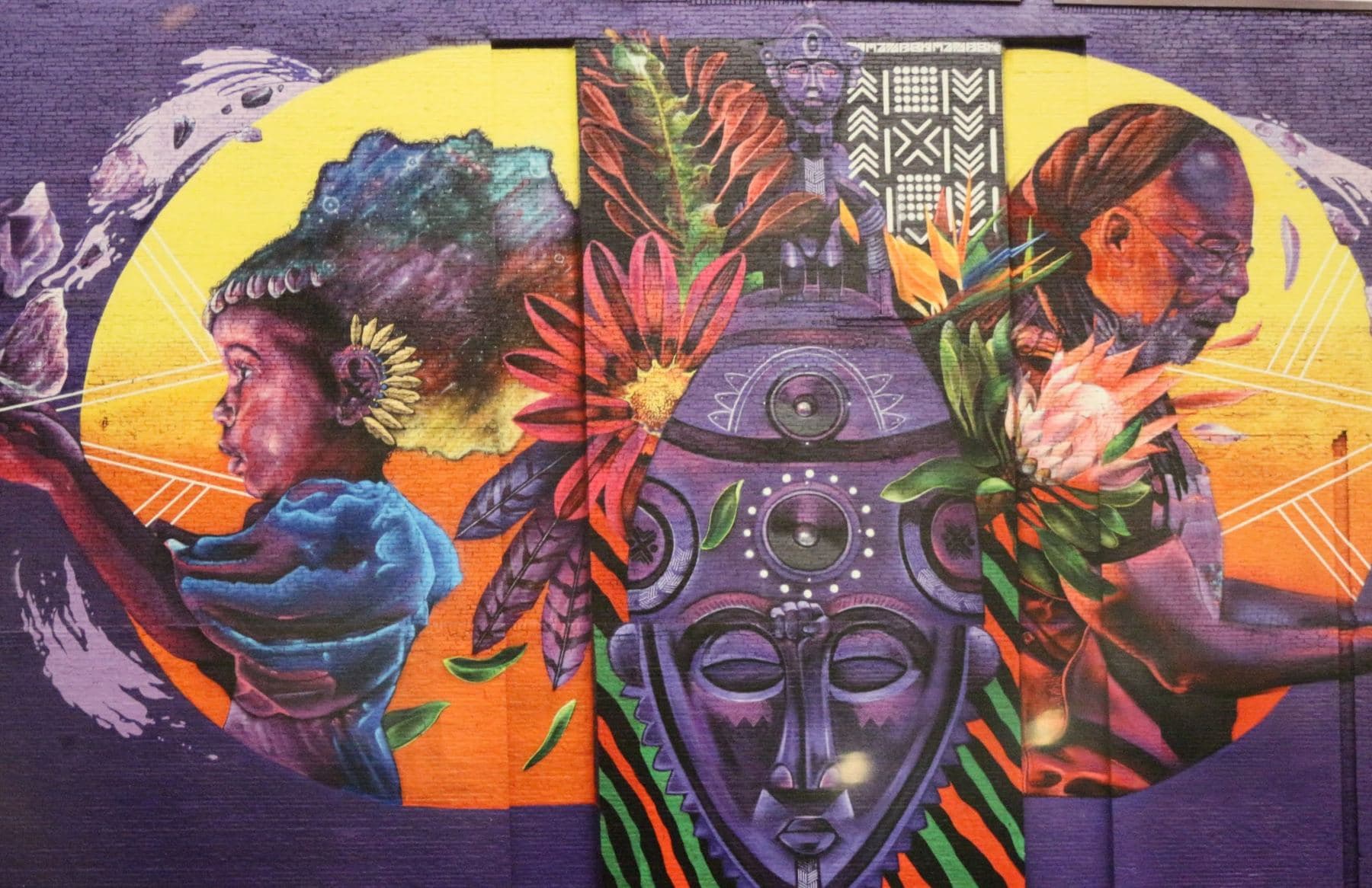 Colorful mural artwork on display