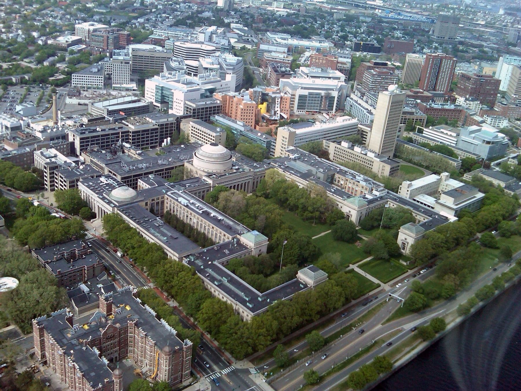 Aerial view of the MIT campus along the Charles River